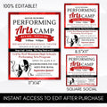 school drama club acting class marketing flyer poster social media template set for community center, school, theater company